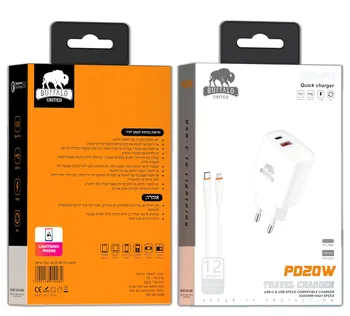 מטען קיר 20W עם כבל PD iPhone מבית באפאלו.